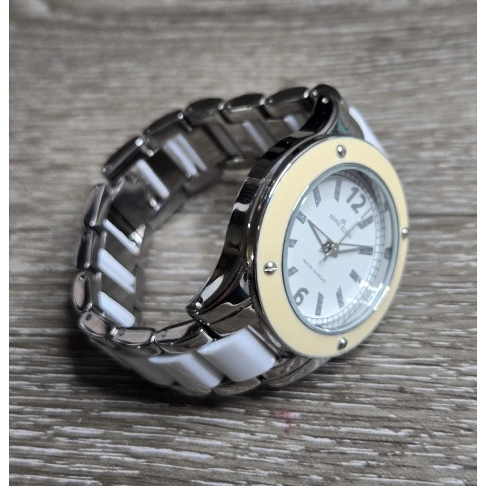 Anne Klein Women's Watch 10/9181 Silver Tone White Dial Crystal Markers Link Bra